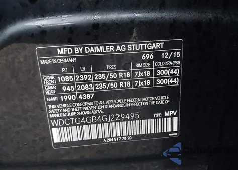 2016 Mercedes-Benz Gla 250 4Matic из США, поврежденный, VIN WDCTG4GB4GJ229495